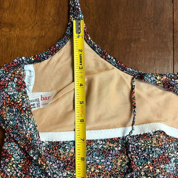 Vtg Gabar Saks Fifth One-Piece Swimsuit Black Floral Ruched Pin Tuck Fabric 14 - Picture 13 of 14